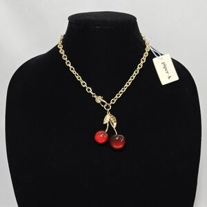 Piper K Glass Stone Cherry Charm Chain Necklace #952